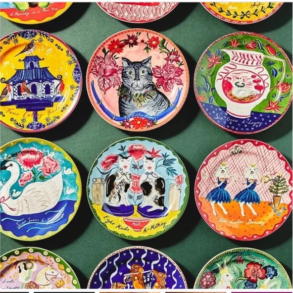 Anthropologie Emily Maude 12 Days of Christmas 8 Maids Milking Dessert Plate - Picture 5 of 6